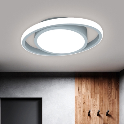 Drum and Ring Ceiling Light Fixture Minimalism Metal LED Doorway Flush Lamp in Black/Grey/Gold (The customization will be 7 days)