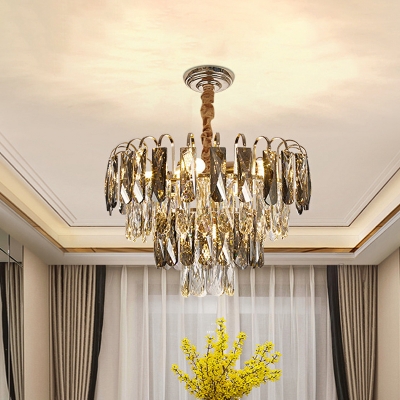 Postmodern Tiered Chandelier 5 Lights Clear Beveled Crystal Suspension Lighting over Table