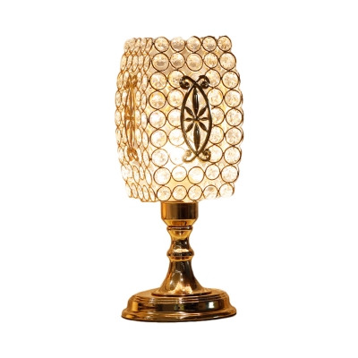 Rectangle Night Table Lamp Modern Style Beveled Crystal Prisms LED Desk Light in Gold for Bedroom