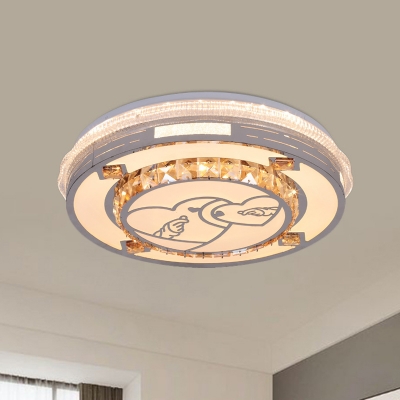 Round/Flower/Loving Hearts LED Flushmount Lighting Contemporary Faceted Crystal White Ceiling Mount Light Fixture