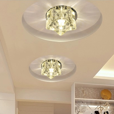 Star Shaped Mini LED Flushmount Lighting Simple Clear Crystal Ceiling Mount Lamp in White/Warm/Multicolored Light