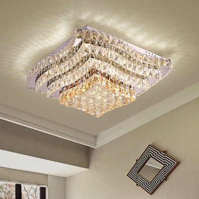 Tiered Crystal Balls Flush Mount Lighting Modern LED Stainless-Steel Ceiling Mount Light Fixture for Bedroom