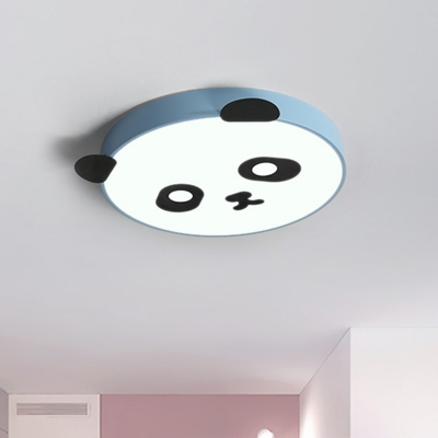 Acrylic Panda Flush Ceiling Light Cartoon LED Flush Mount Lighting in Pink/Blue for Kids Bedroom