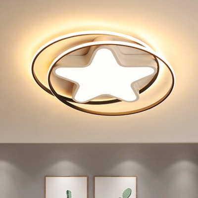Acrylic Star Flush Mount Lighting Simple LED White Close to Ceiling Lamp in Warm/White Light