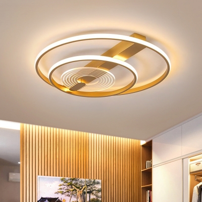Circular Flush Light Fixture Nordic Metal LED Gold FlushMount Lighting in Warm/White Light, 16