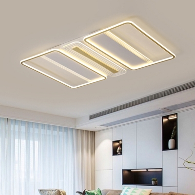 Clear Rectangular Semi Flush Light Contemporary LED Acrylic Flush Mount Lighting in Warm/White Light