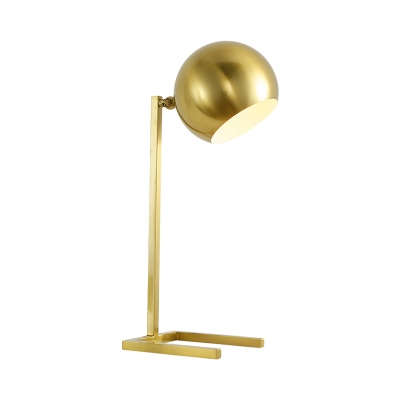 Colonial Spherical Reading Book Light LED Metallic Nightstand Lamp in Gold for Study Room