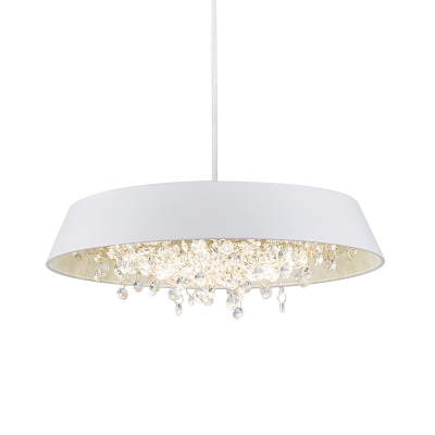 Crystal Weaving LED Pendant Light Postmodern Black/White/Gold Disc Shape Restaurant Hanging Lamp in Warm/White Light