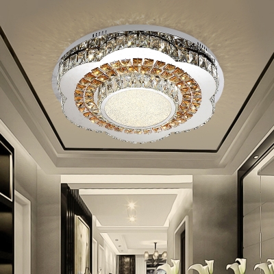 Flower Crystal LED Ceiling Flush Simplicity Bedroom Flush Mount Recessed Lighting in Chrome