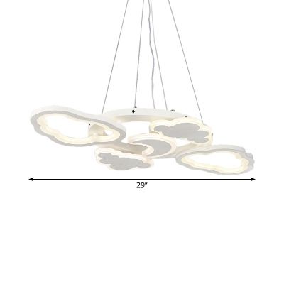 LED Drawing Room Ceiling Chandelier Nordic White Suspension Lighting with Moon and Cloud Acrylic Shade