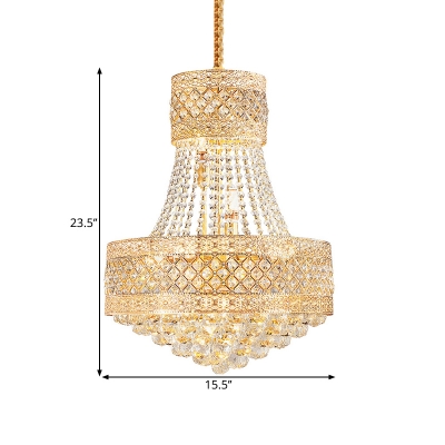 Modern Basket Chandelier 3/5-Light Crystal Hanging Lamp in Gold for Living Room, 12