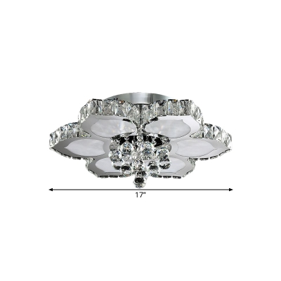 Modern Flower Blossom Ceiling Lamp Beveled Cut Crystal 17