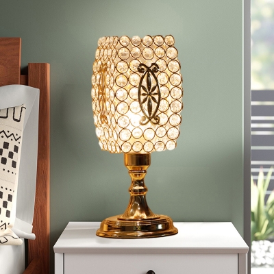 Rectangle Night Table Lamp Modern Style Beveled Crystal Prisms LED Desk Light in Gold for Bedroom