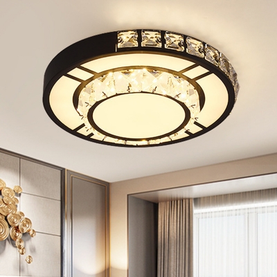 Round/Square Tiers Thin LED Ceiling Flush Modernism White Crystal Embedded Flush Mount Light