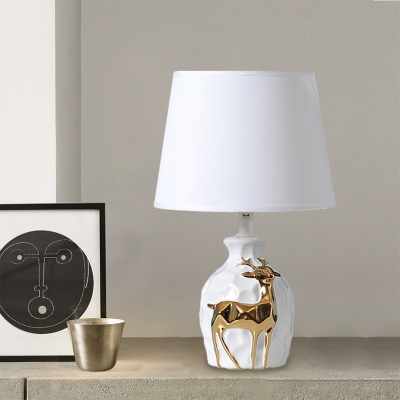 White 1-Light Night Table Light Country Ceramic Pottery Nightstand Lamp ...