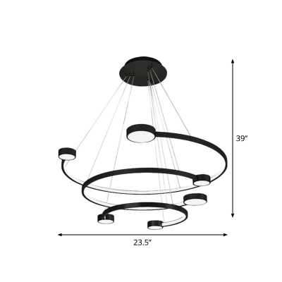 3-Tier Headset-Like Metal Ceiling Lamp Modernism LED Black Pendant Chandelier in Warm/White Light