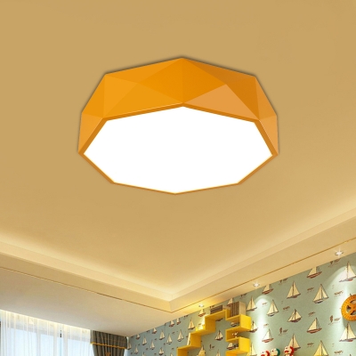 Acrylic Polygon Flush Mount Lamp Nordic Style Yellow/Green/Red LED Ceiling Light for Living Room