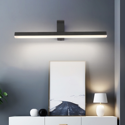 Beamed Vanity Lighting Ideas Modernism Metallic Black/White LED Wall Lamp Fixture in Warm/White Light