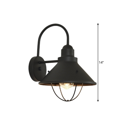 Black 1 Bulb Pendant Lighting Factory Metal Cone Suspension Lamp with Gooseneck Arm