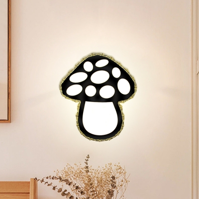 Black Mushroom Wall Lighting Fixture Simple Beveled Crystal LED Wall Mount Light for Bedroom