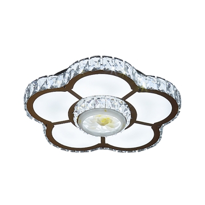 Bloom Clear Crystal Semi Flush Light Simple Chrome LED Ceiling Lighting for Bedroom