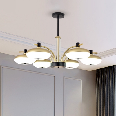 Brass Donuts LED Ceiling Chandelier Modern Style 6 Lights Metallic Suspension Lamp