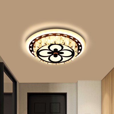 Chrome Round/Square Flushmount Modern Crystal Encrusted LED Ceiling Flush Light for Corridor