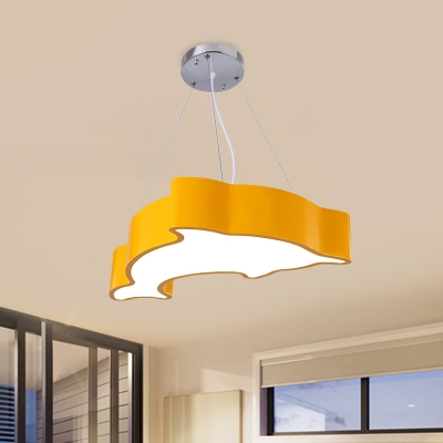 Dolphin Ceiling Chandelier Modern Acrylic Blue/Green/Yellow LED Pendant Lighting Fixture for Kids Room