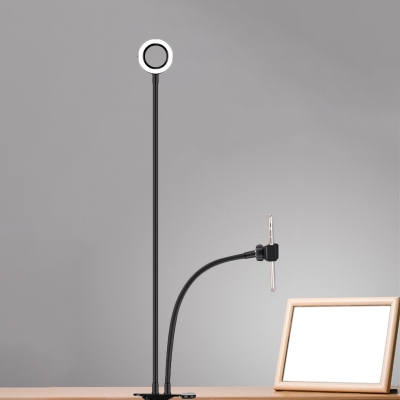 Hoop USB Fill-in Light Simple Metal Phone Holder LED Portable Vanity Lamp with Clamp Design in Black/White