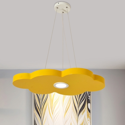Kids LED Chandelier Lighting Fixture Yellow/Orange/Blue Cloud Hanging Lamp Kit with Metallic Shade in Warm/White Light