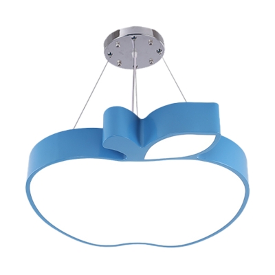 LED Playroom Suspension Lighting Modernism Blue/Yellow/Green Hanging Chandelier with Apple Acrylic Shade