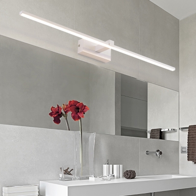 LED Washroom Vanity Lamp Fixture Modernist White Flush Wall Sconce with Slim Metal Shade in Warm/White Light