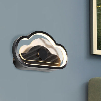 Loving Heart/Cloud Bedside Wall Sconce Acrylic LED Contemporary Wall Mounted Lamp in Black/White