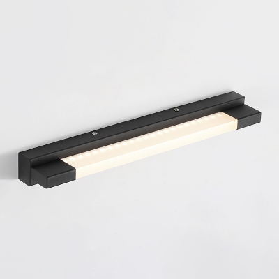 Metal Elongated Rectangle Sconce Minimalist LED Vanity Wall Lamp Fixture in Black, Warm/White Light
