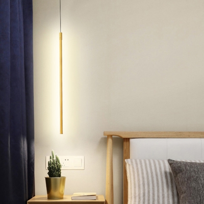 Metal Needle Down Lighting Pendant Minimalist Black/Gold LED Hanging Lamp in Warm/White Light for Bedroom
