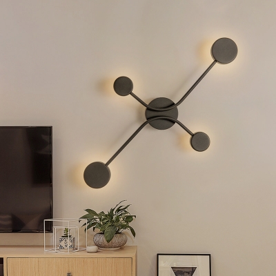 Metallic Round Wall Mounted Lamp Minimalism LED Wall Lighting Ideas in Black, Warm/White Light
