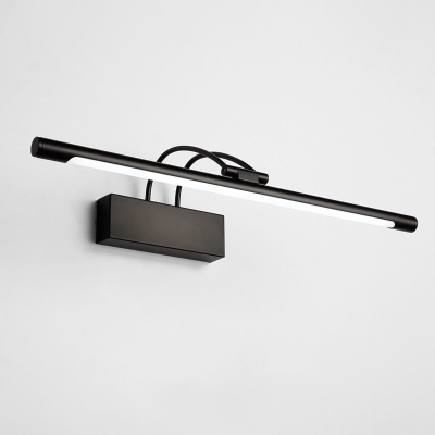 Minimalism LED Wall Mount Lamp Black Tubular Swing Arm Vanity Sconce with Metallic Shade in Warm/White Light