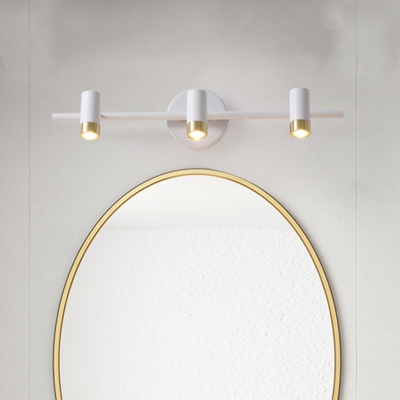 Minimalist Tube Wall Spotlight Metal 3 Heads Toilet Vanity Lighting Fixture in White