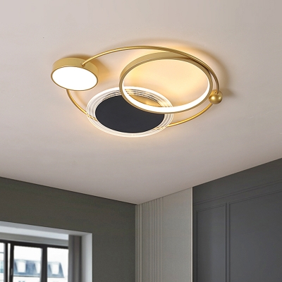 Nordic Round/Oval Flush Light Acrylic LED Sleeping Room Ceiling Mounted Fixture in Gold