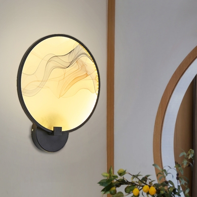 Oriental Ribbon Wall Light Sconce Metallic LED Living Room Wall Mount Mural Lamp in White/Beige