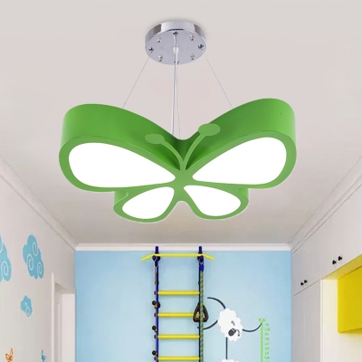 Red/Green/Yellow Butterfly Chandelier Nordic Style LED Acrylic Hanging Ceiling Light for Hallway