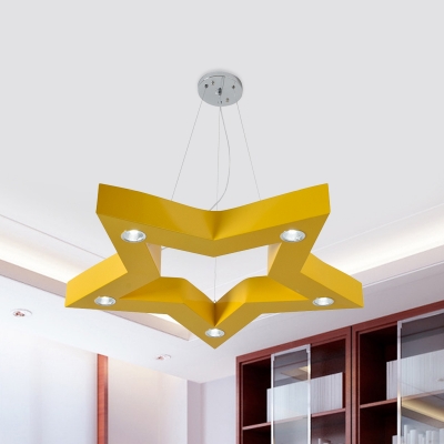 Star Ceiling Hang Fixture Modernist Metallic Dining Room LED Chandelier Lamp in Yellow/Blue/Green