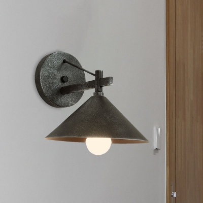 Tapered Outdoor Wall Mount Lamp Industrial Metallic 1 Light Brass/Antique Silver/Matte Black Finish Wall Lighting Ideas