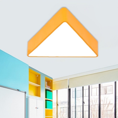 Triangle Sleeping Room Ceiling Lamp Acrylic LED Simplicity Flush Light Fixture in Yellow/Red/Blue