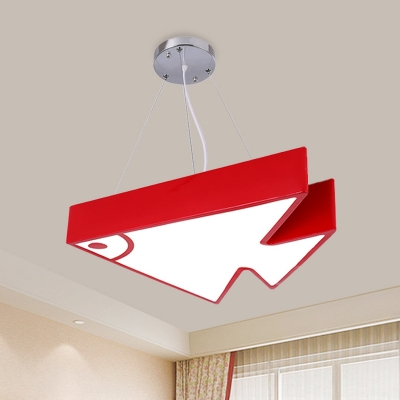 Tropical Fish Acrylic Pendant Chandelier Kids Style Red/Blue/Green LED Drop Lamp for Playroom