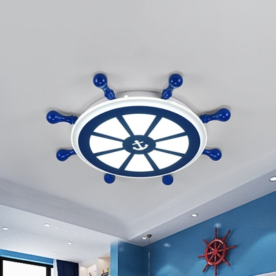 Acrylic Rudder Ceiling Lamp Nautical LED Blue Flush Mount Lighting in Warm/White Light, 21.5