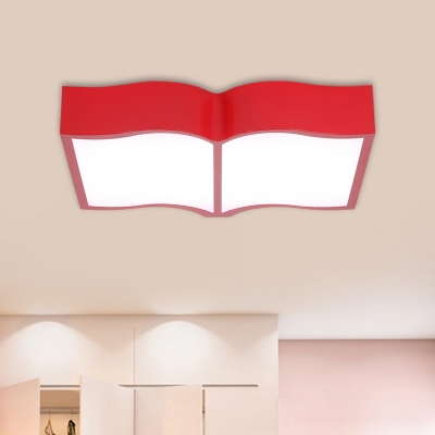 Book Shape Acrylic Flush Mount Lighting Modernist Red/Blue/Green LED Ceiling Flush in Warm Light