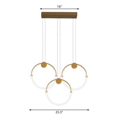 Circular Multi Pendant Simple Style Metallic 1/3-Bulb Gold Pendant Lighting in Warm/White Light