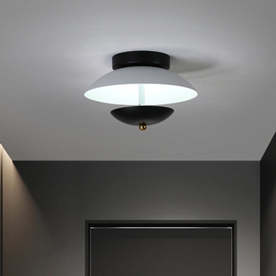 Dome Corridor Semi Mount Lighting Metallic LED Contemporary Flush Ceiling Light in White/Gold