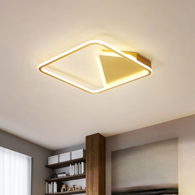Geometric Metallic Flush Mount Light Nordic LED Gold Ceiling Mounted Fixture, Warm/White Light